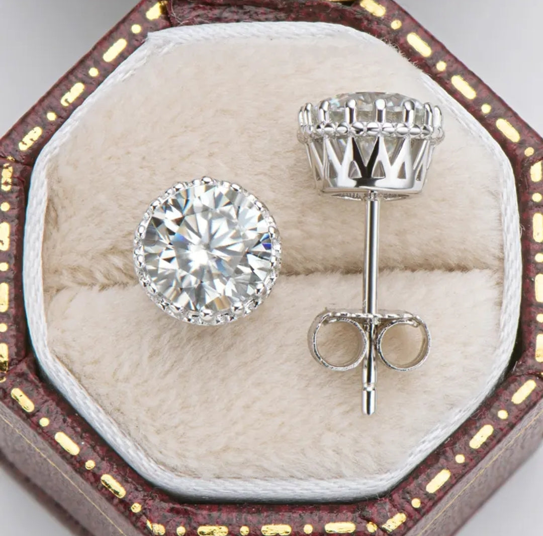 6.5mm moissanite Silver earrings for women