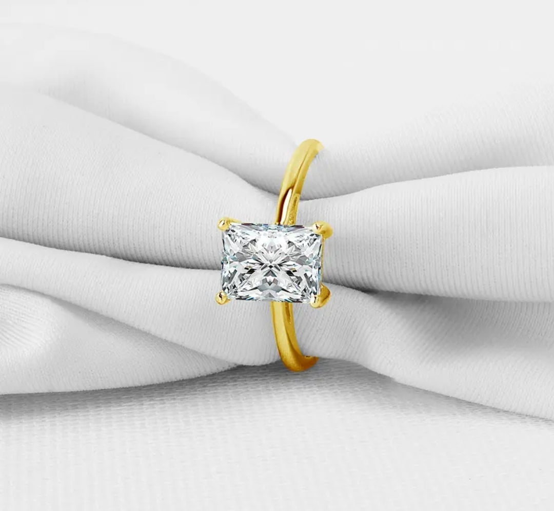 10k gold ring with 1.2ct radiant cut moissanite