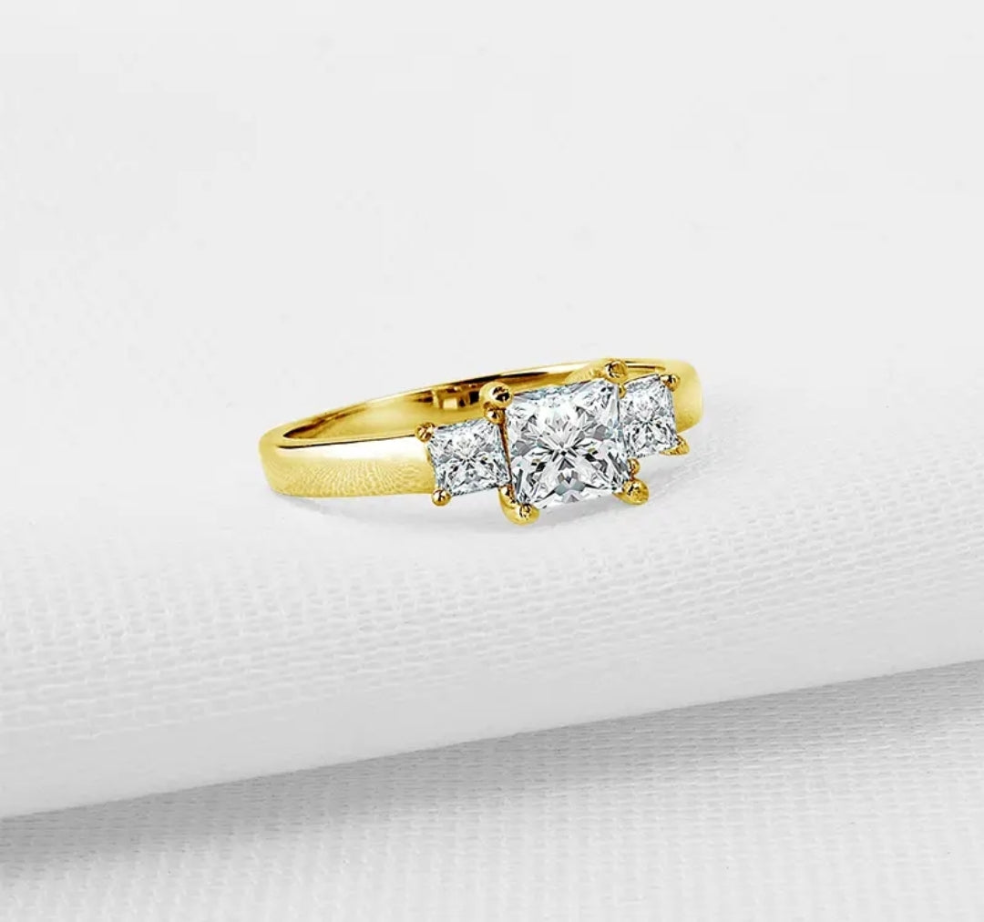 Solid gold multi moissanite ring