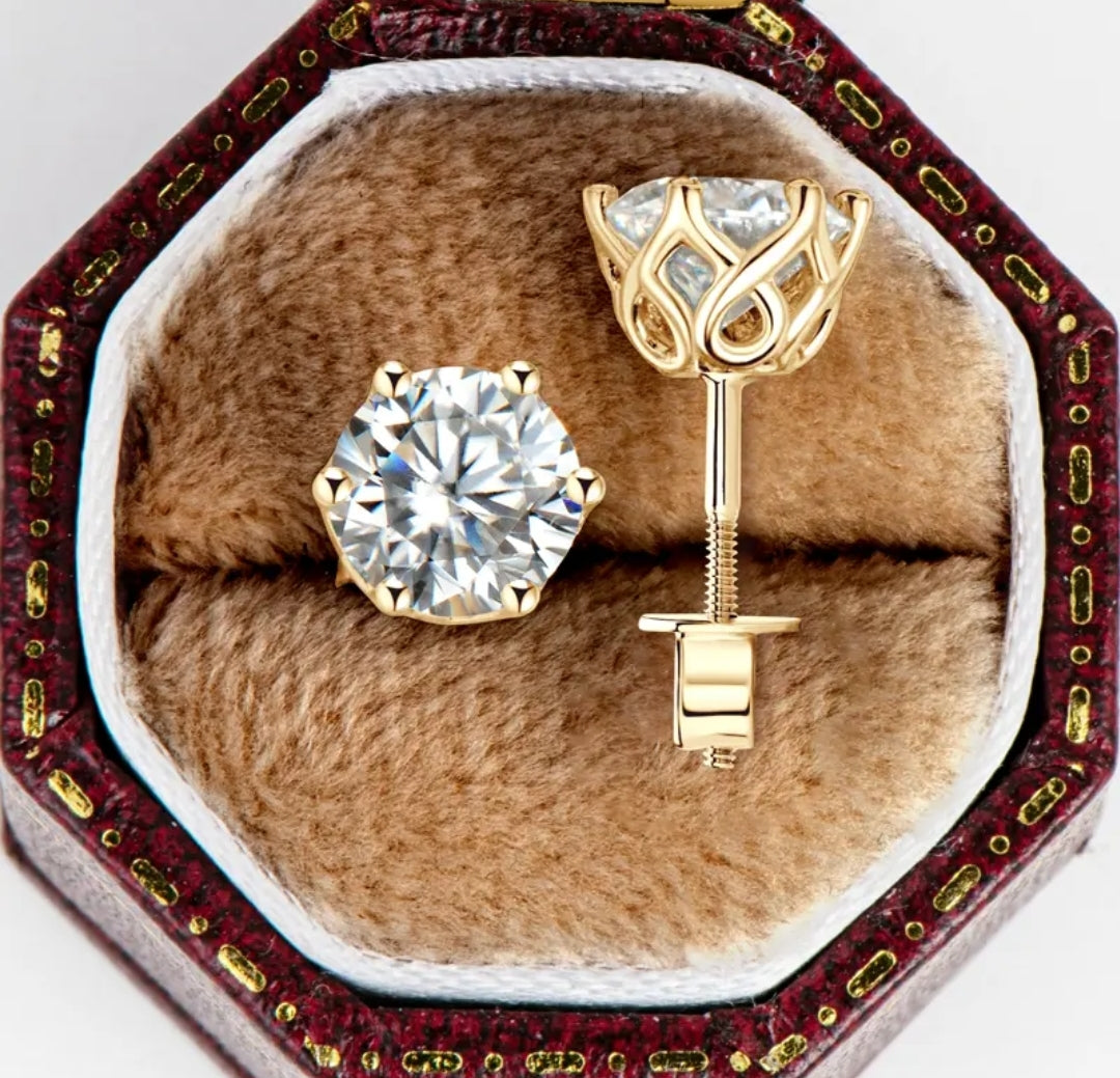 10k gold earrings with 6.5mm 1ct moissanite