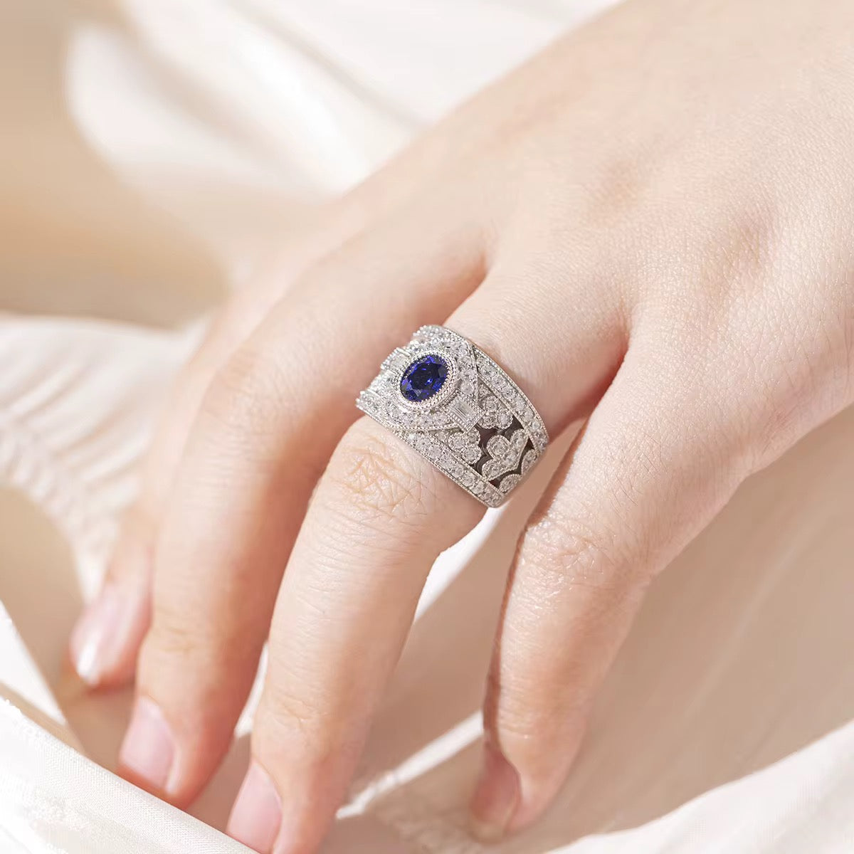 1ct Real Sapphire Ring with 925 silver for men and women