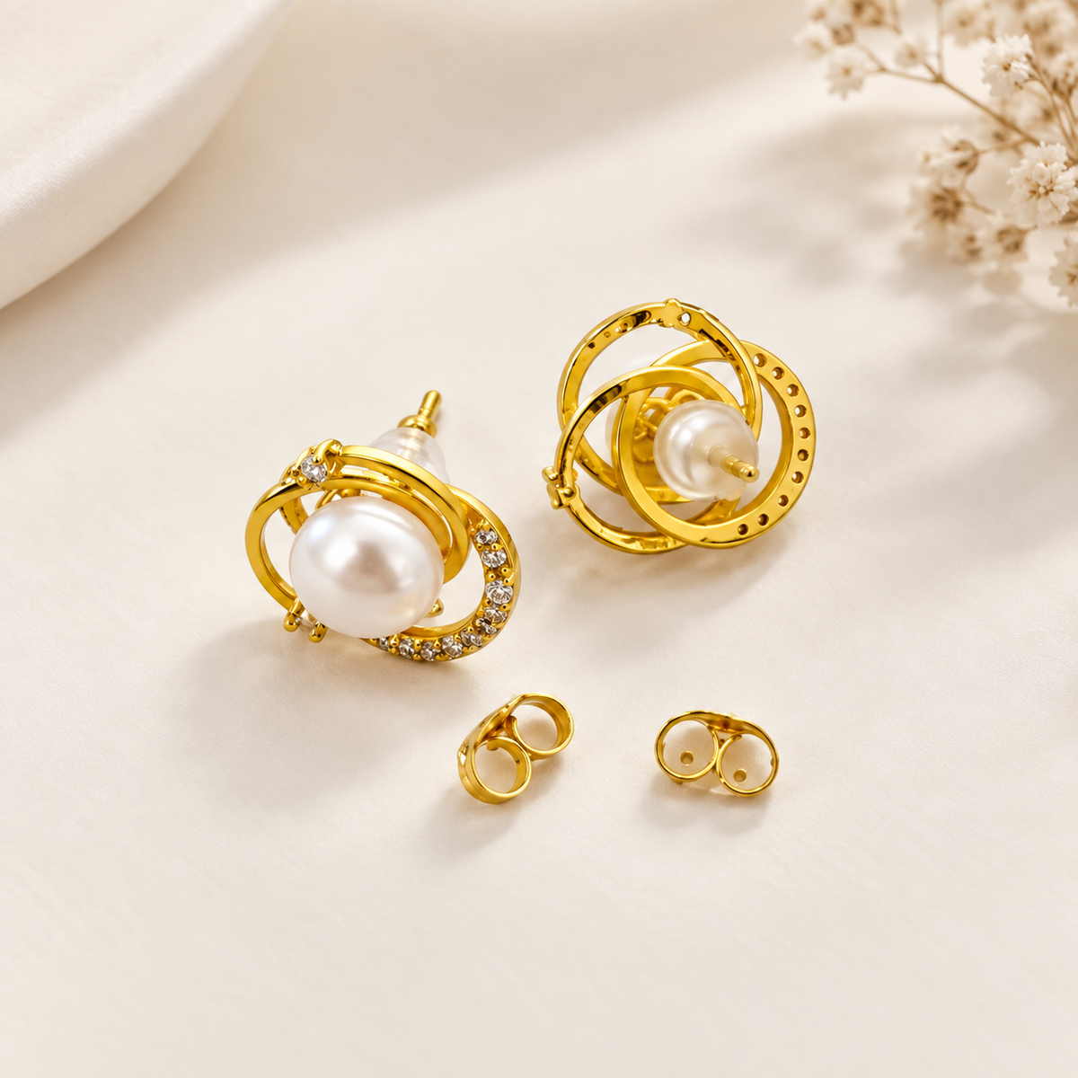 Natural Freshwater Pearl Earrings.