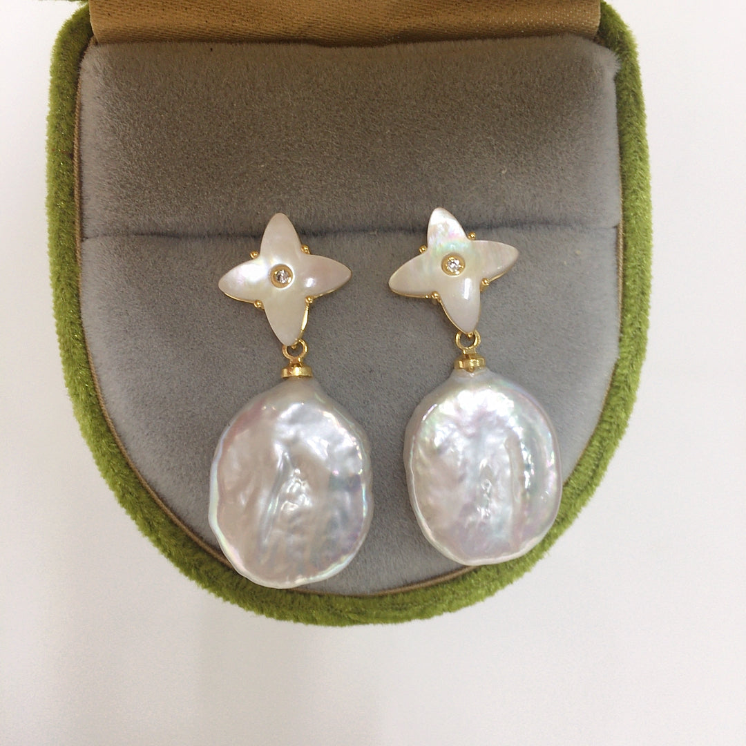 Handmade Natural Freshwater Pearl Earrings.