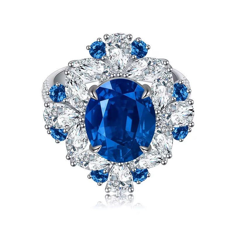 6ct Real Sapphire Ring with 925 silver for women