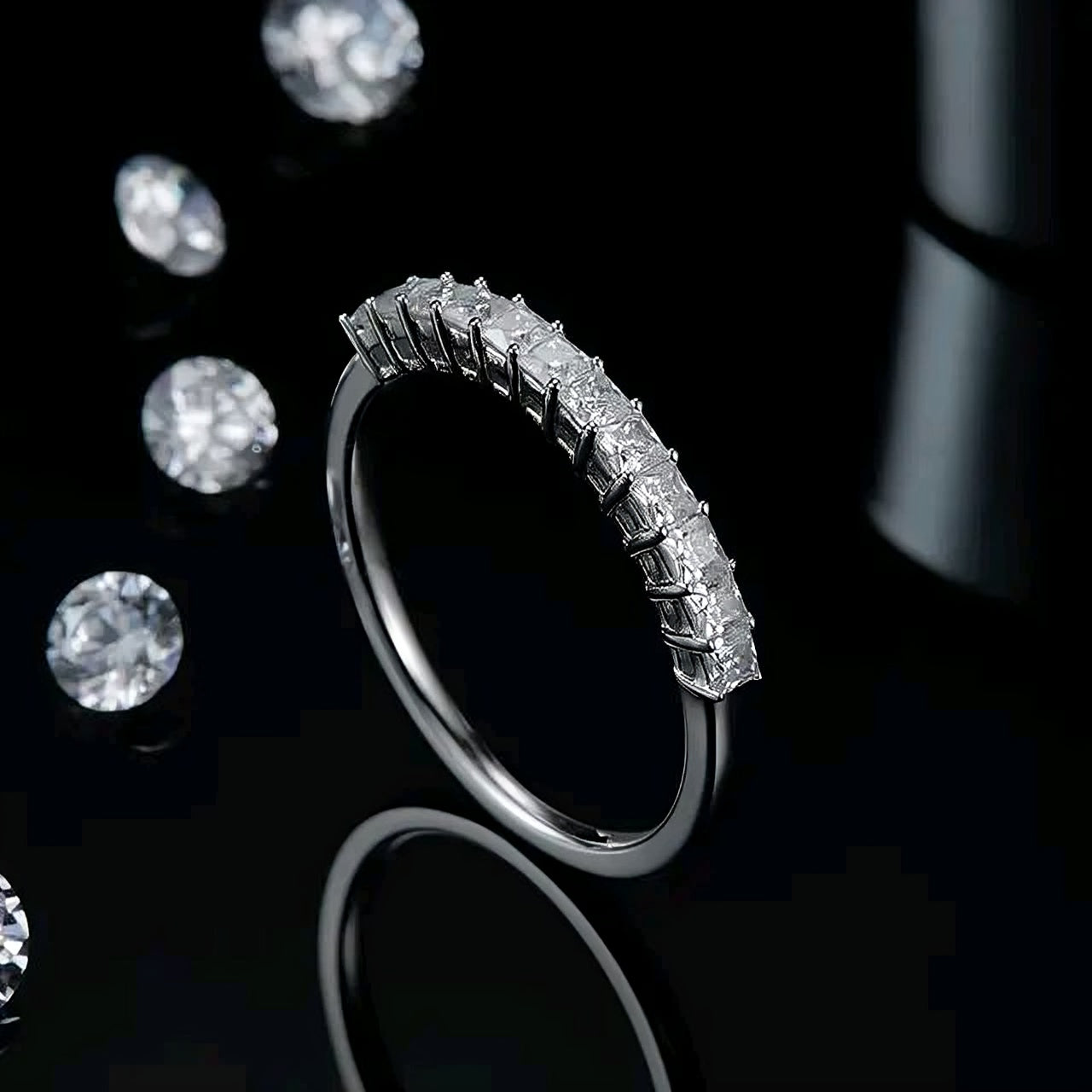 2mm multi Moissanite Ring