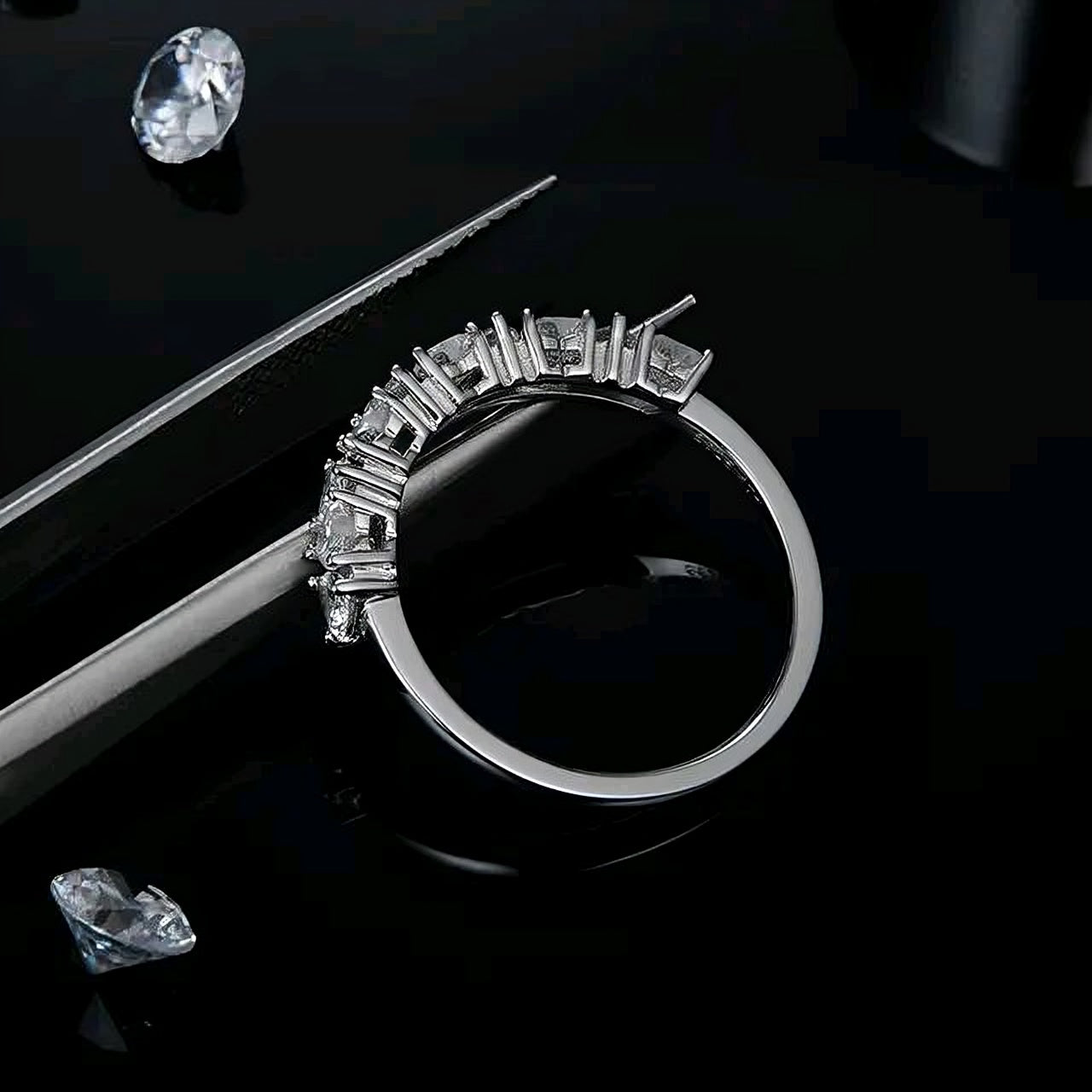 0.1ct heart cut multi Moissanite Ring
