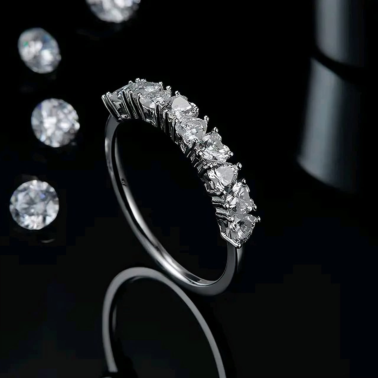 0.1ct heart cut multi Moissanite Ring