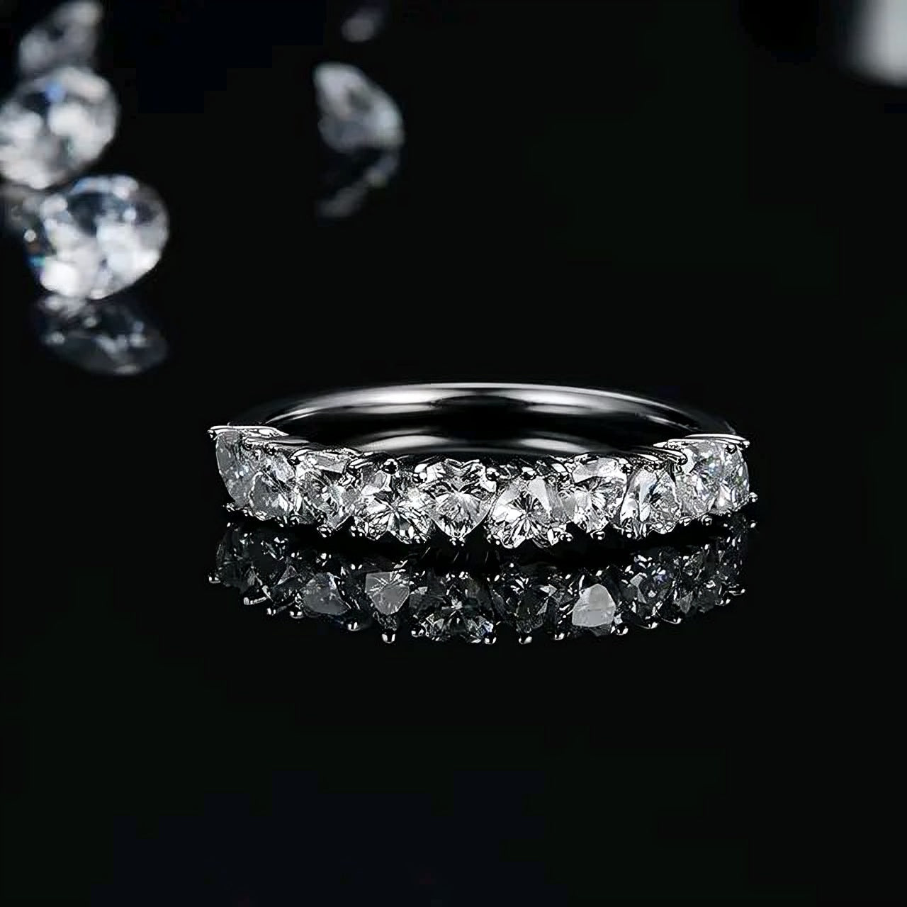 0.1ct heart cut multi Moissanite Ring