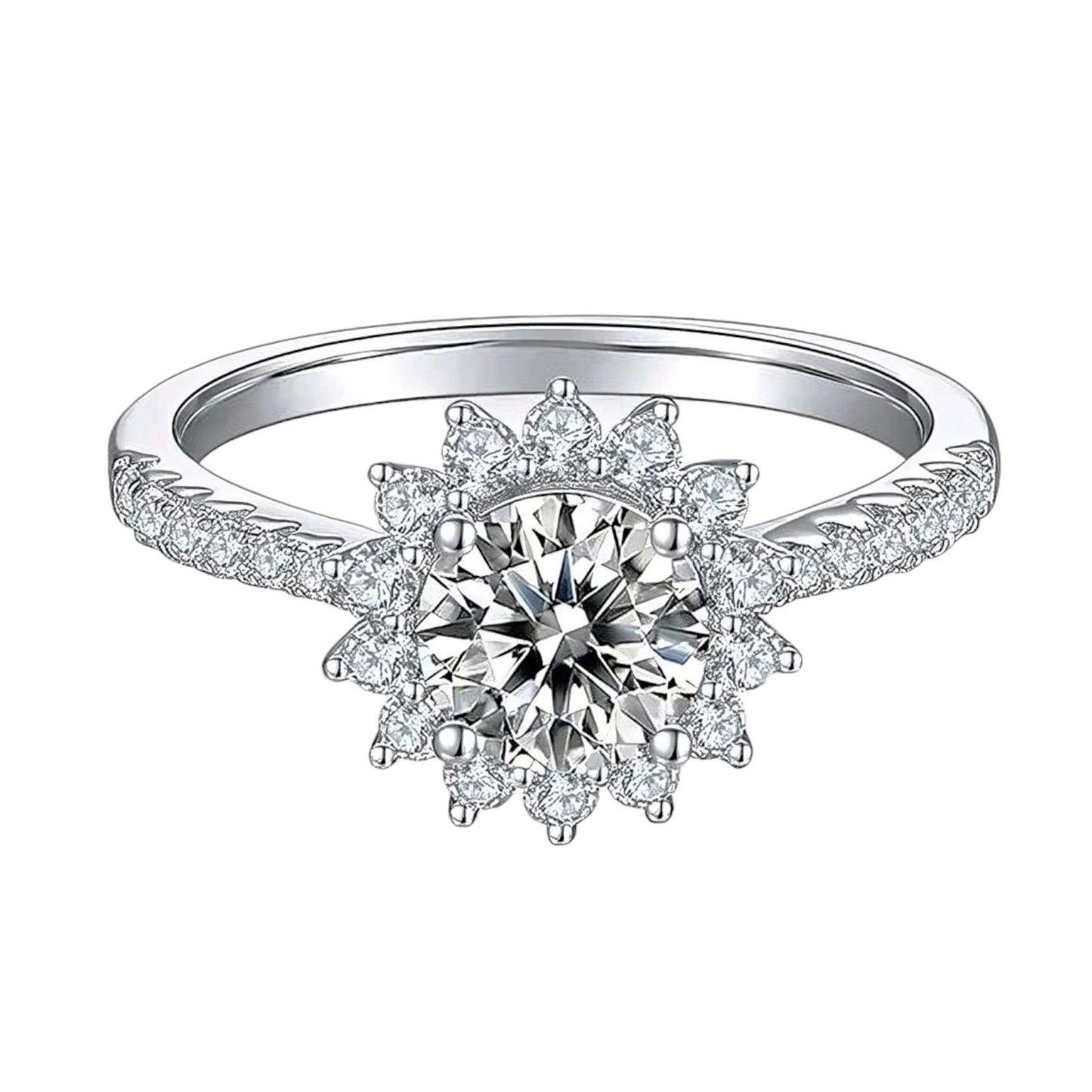 1ct sunflower shaped Moissanite Ring