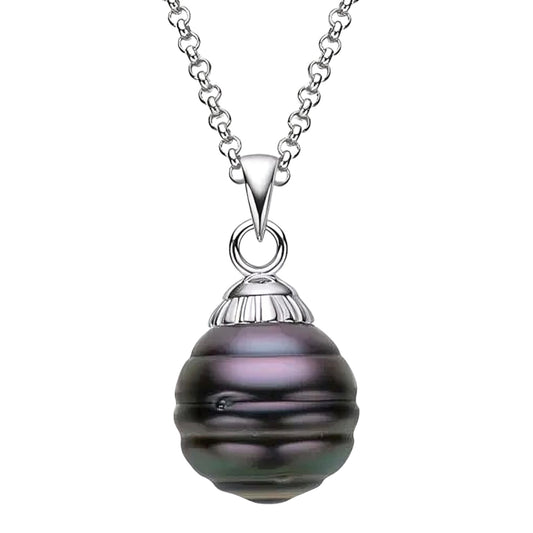 11mm Tahitian black pearl pendant necklace