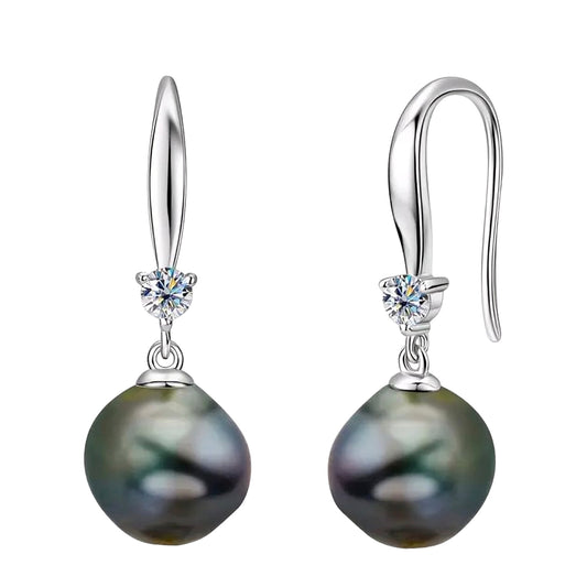 8-9mm Tahitian black pearl earrings