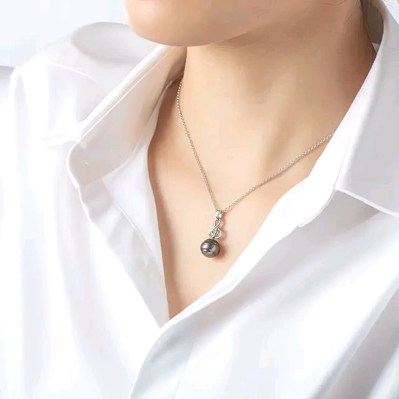 11mm Tahitian black pearl pendant necklace(45cm length)