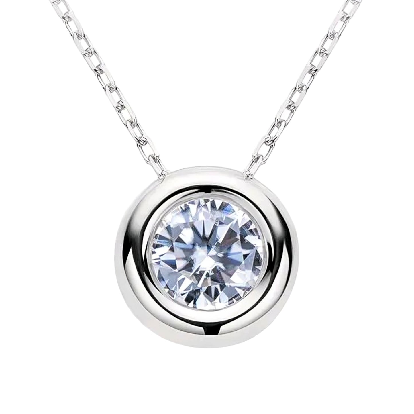 1ct round Moissanite pendant necklace