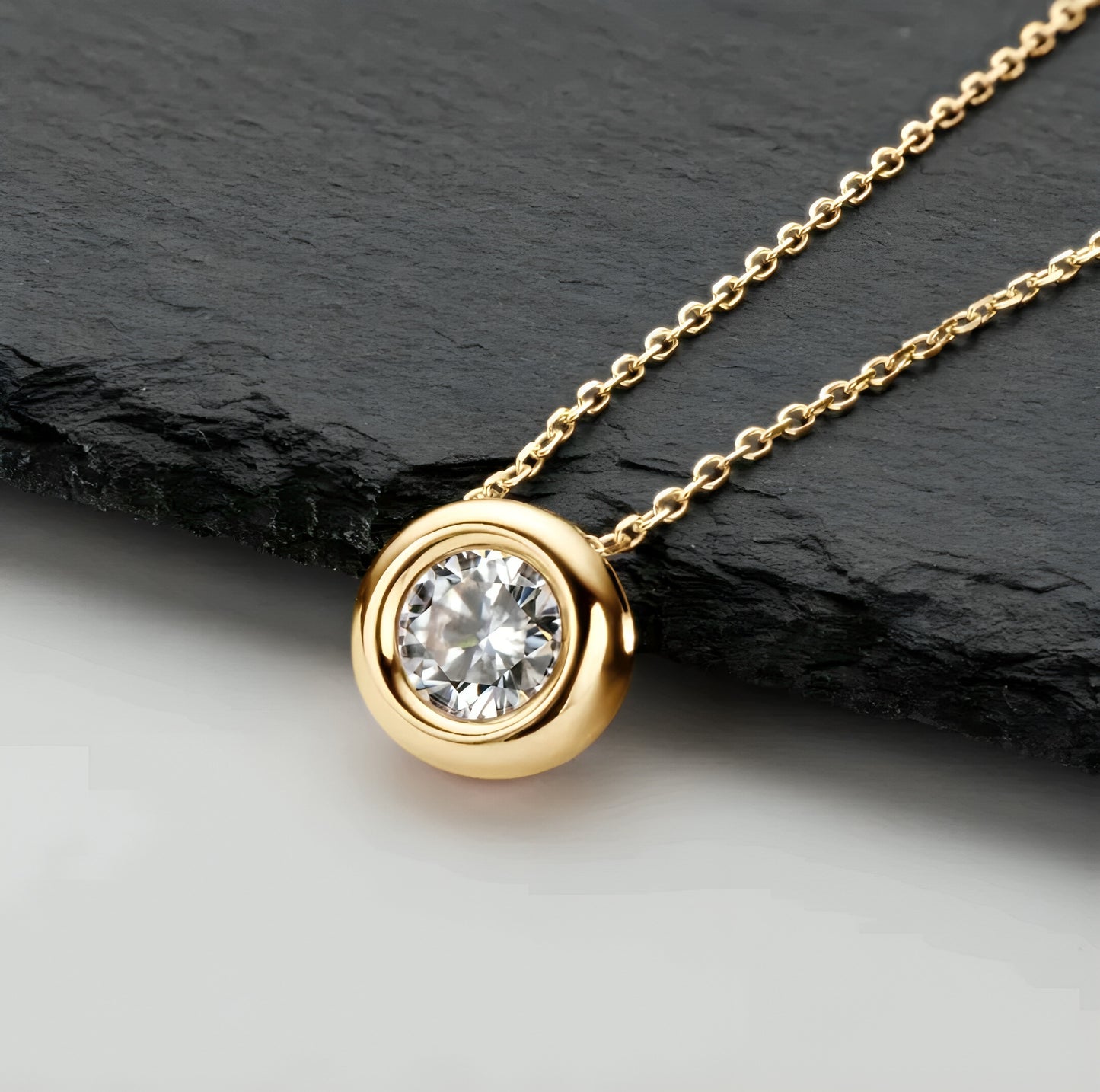 1ct round Moissanite pendant necklace