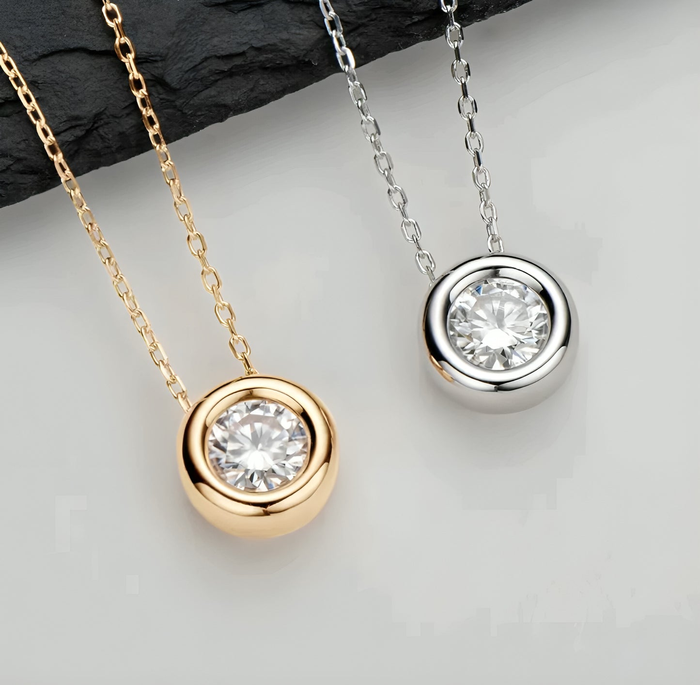 1ct round Moissanite pendant necklace