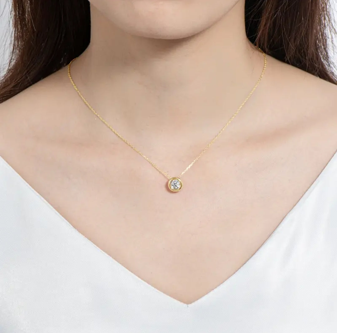 1ct round Moissanite pendant necklace