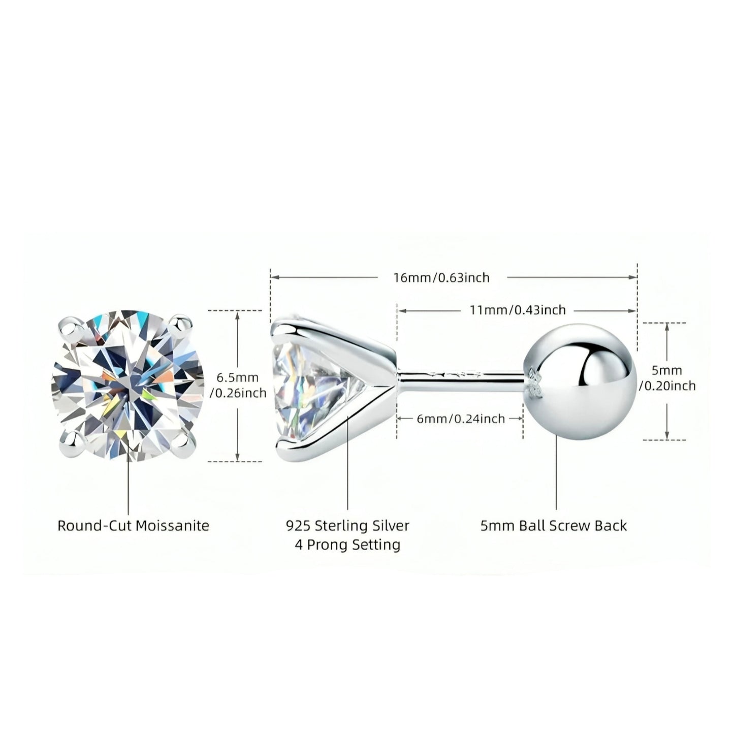Earrings with moissanite stones