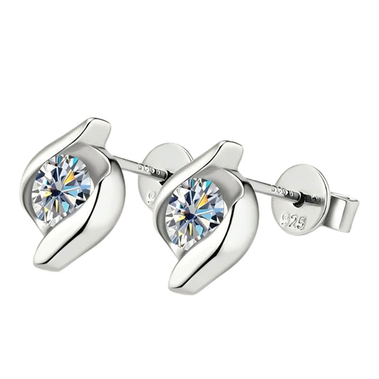 Twist  Earrings with 5mm moissanite stones