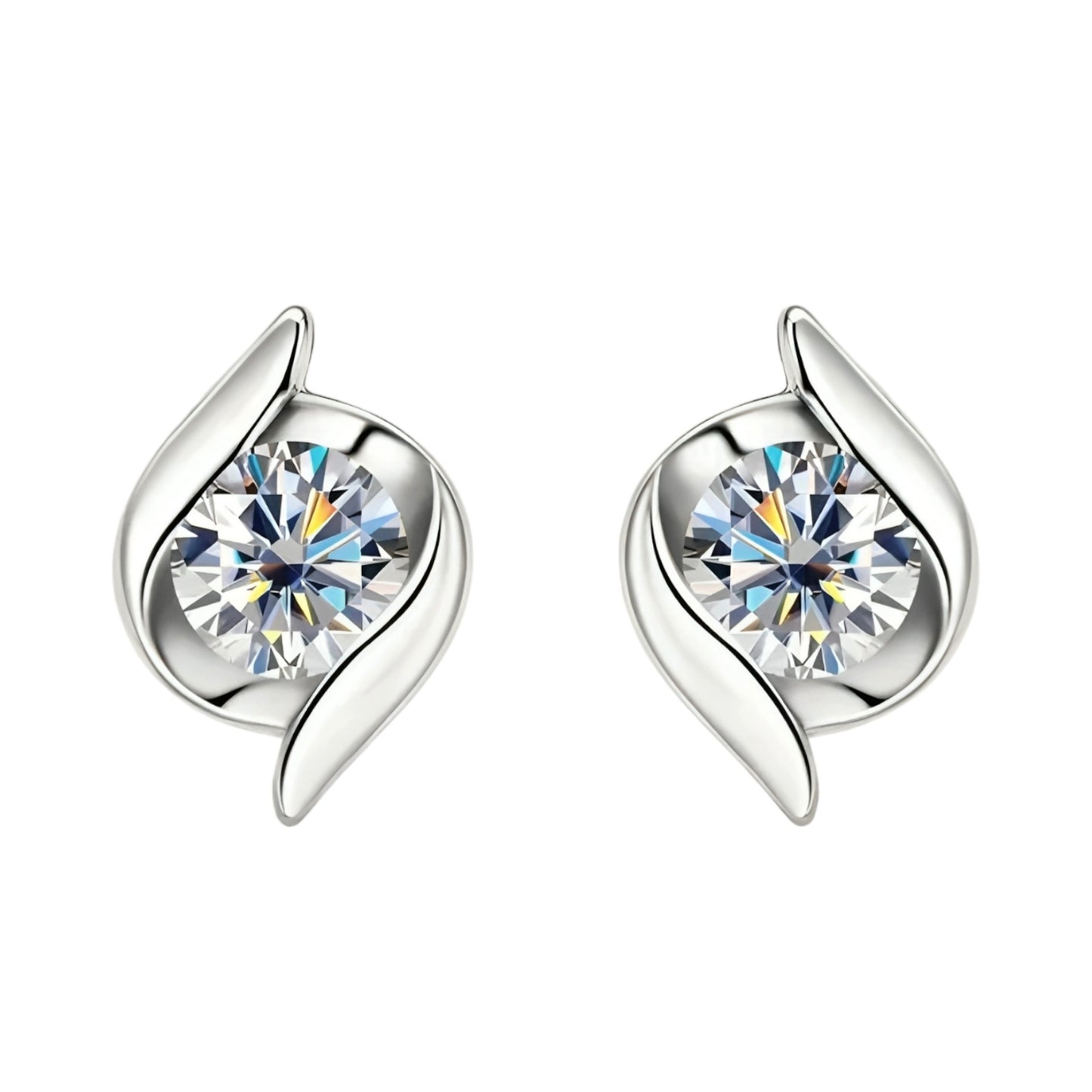 Twist  Earrings with 5mm moissanite stones