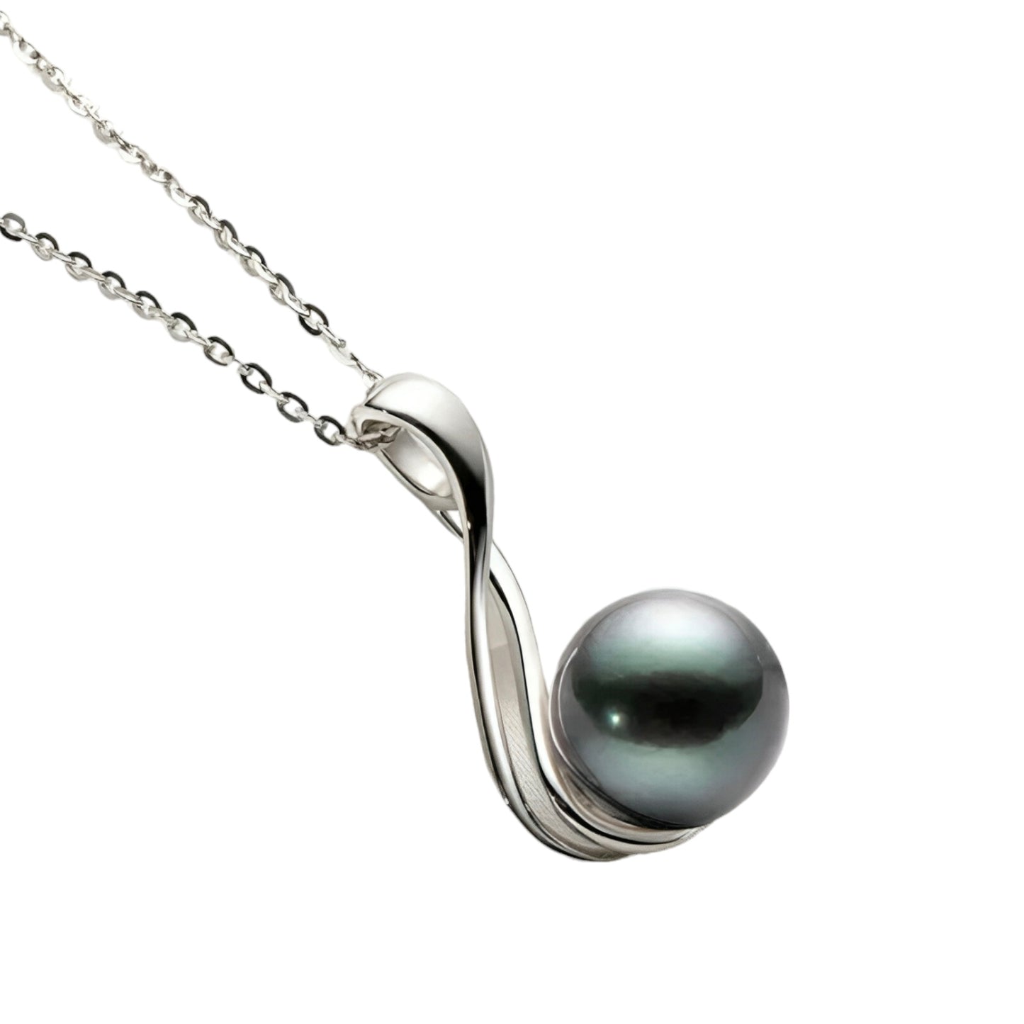 10mm round black pearl pendant necklace