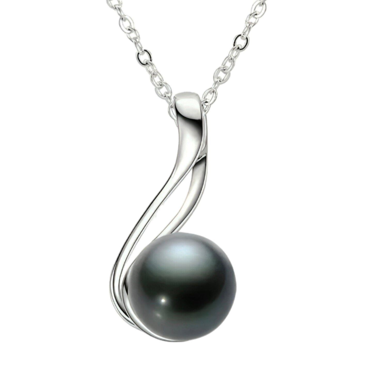 10mm round black pearl pendant necklace