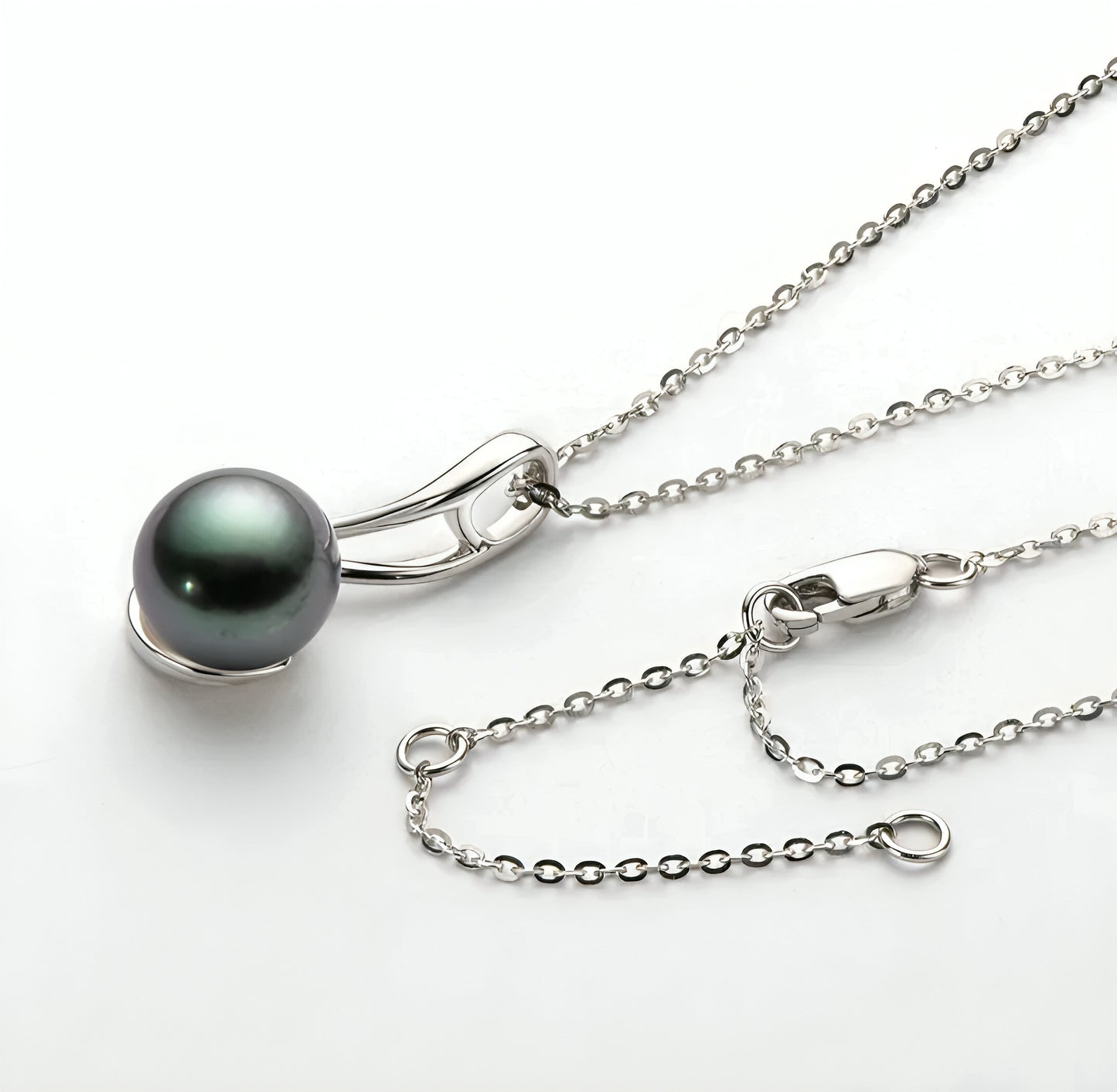 10mm round black pearl pendant necklace
