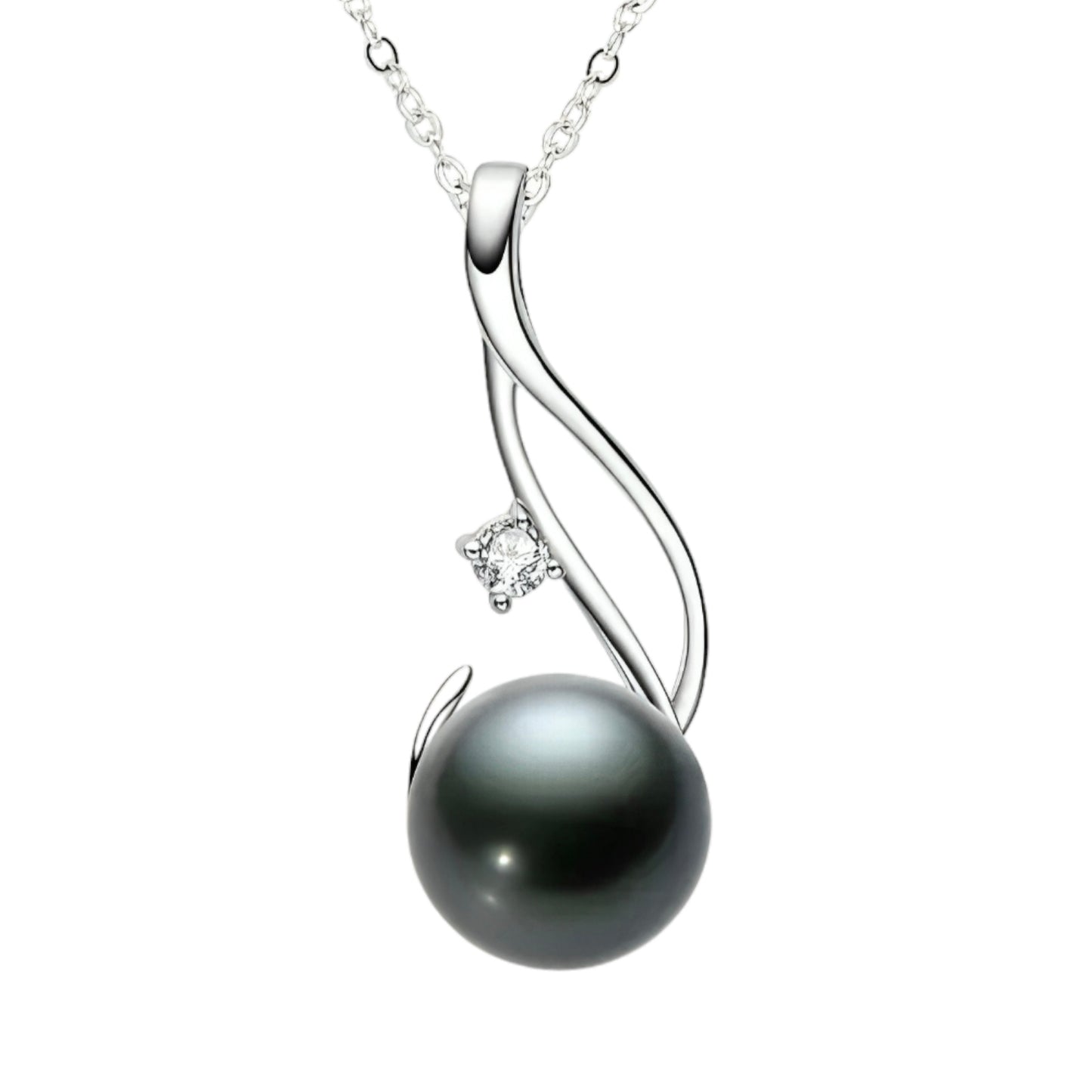 10mm unique black pearl pendant necklace