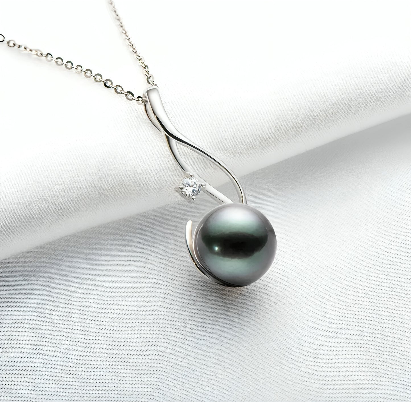10mm unique black pearl pendant necklace