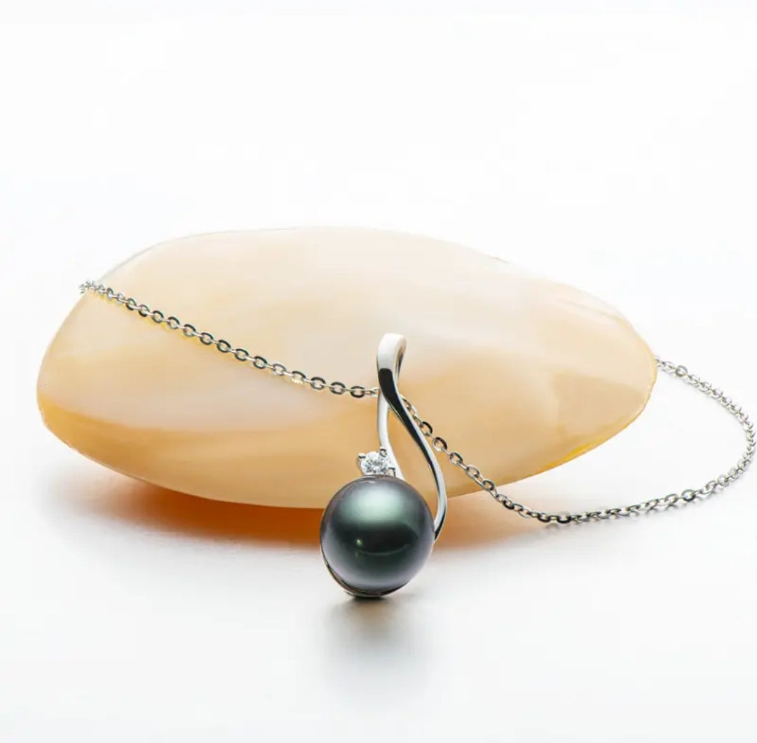 10mm unique black pearl pendant necklace