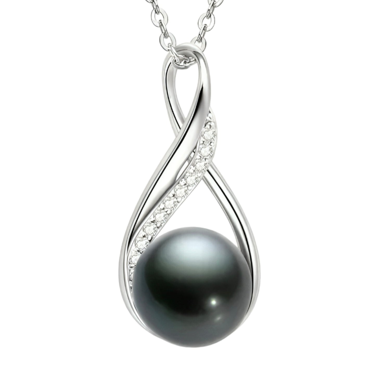 10mm twisted round pearl pendant necklace