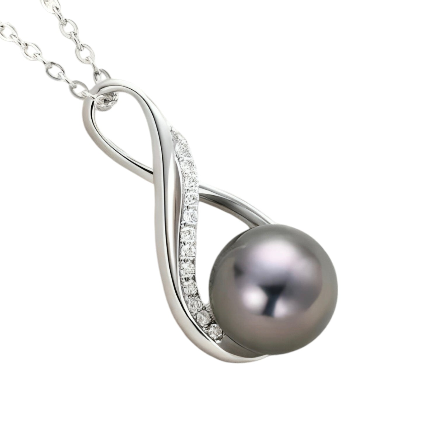 10mm twisted round pearl pendant necklace