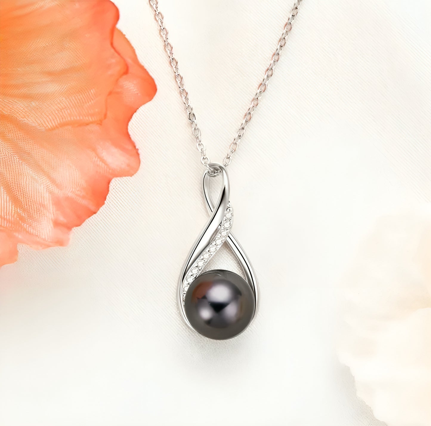 10mm twisted round pearl pendant necklace