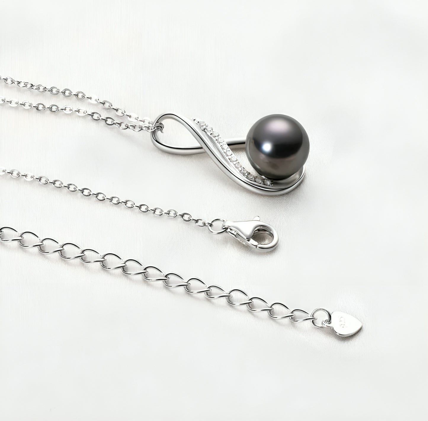 10mm twisted round pearl pendant necklace
