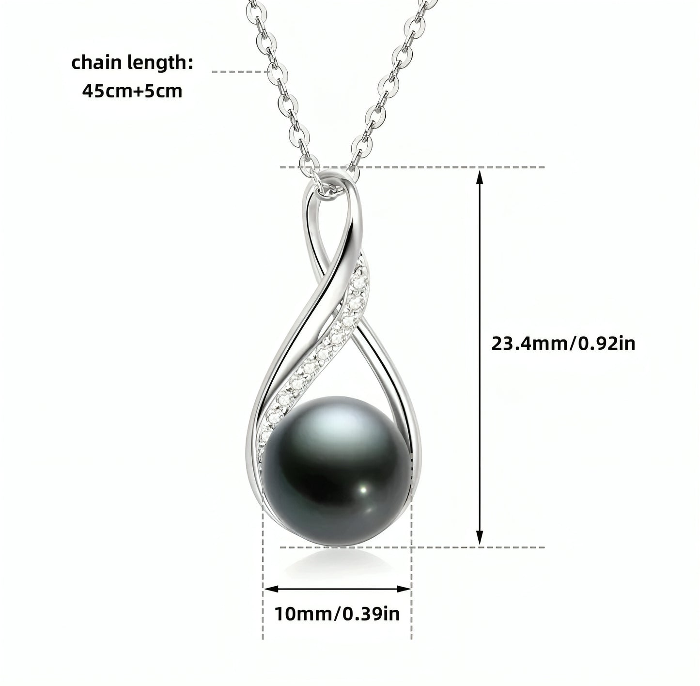 10mm twisted round pearl pendant necklace
