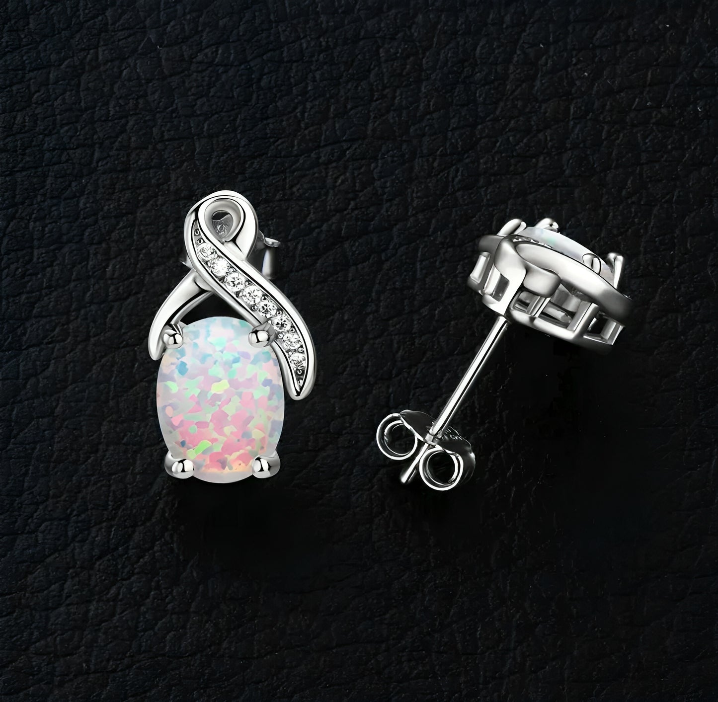 9*7mm Synthetic Opal earrings