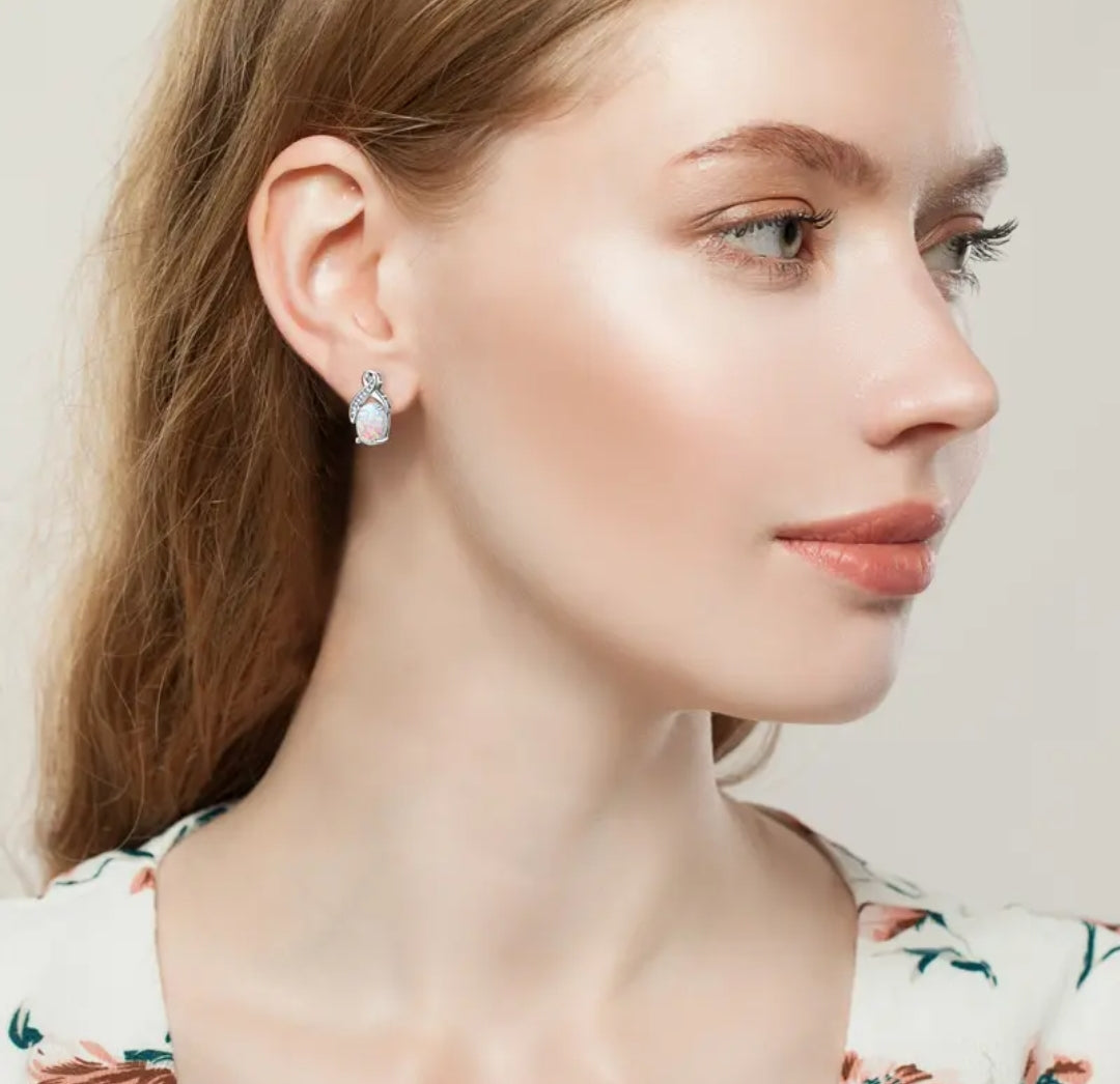 9*7mm Synthetic Opal earrings