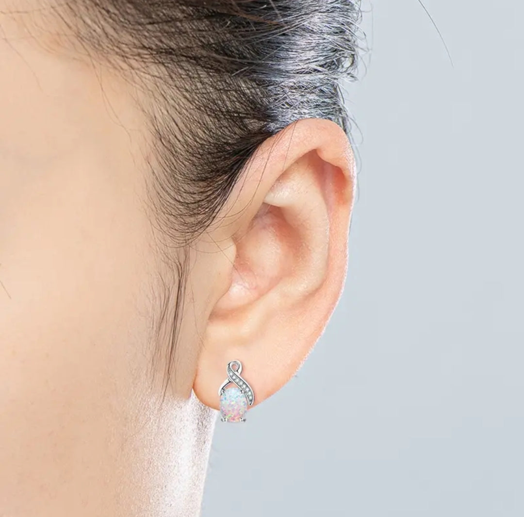 9*7mm Synthetic Opal earrings