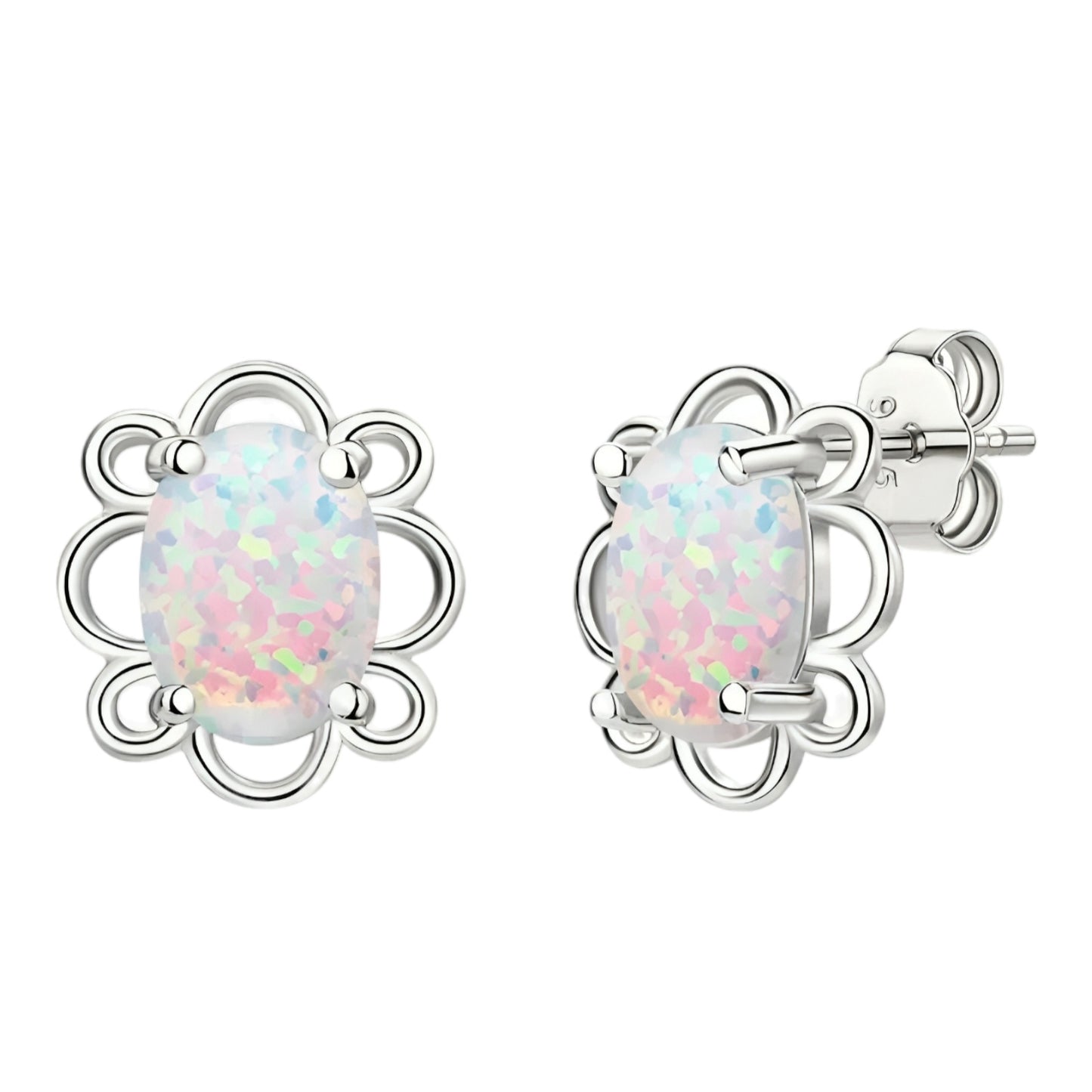 6*8mm oval cut Synthetic Opal earrings