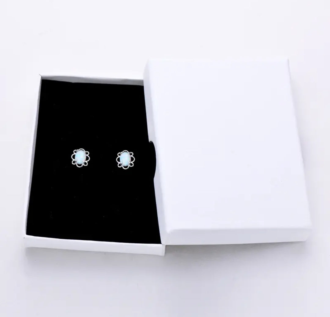 6*8mm oval cut Synthetic Opal earrings