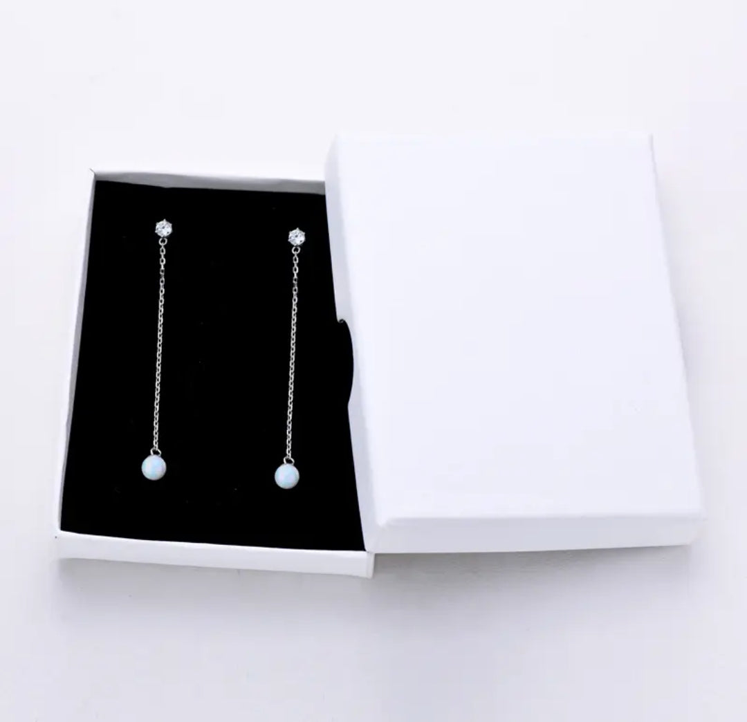 8mm round Synthetic Opal earrings