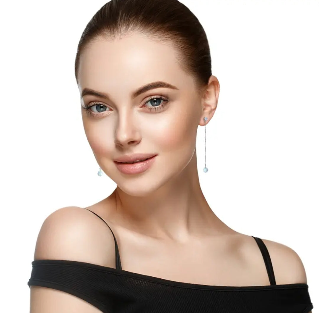 8mm round Synthetic Opal earrings