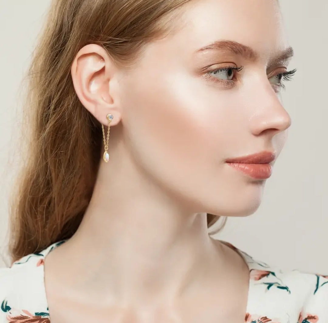 3*6mm unique Synthetic Opal earrings