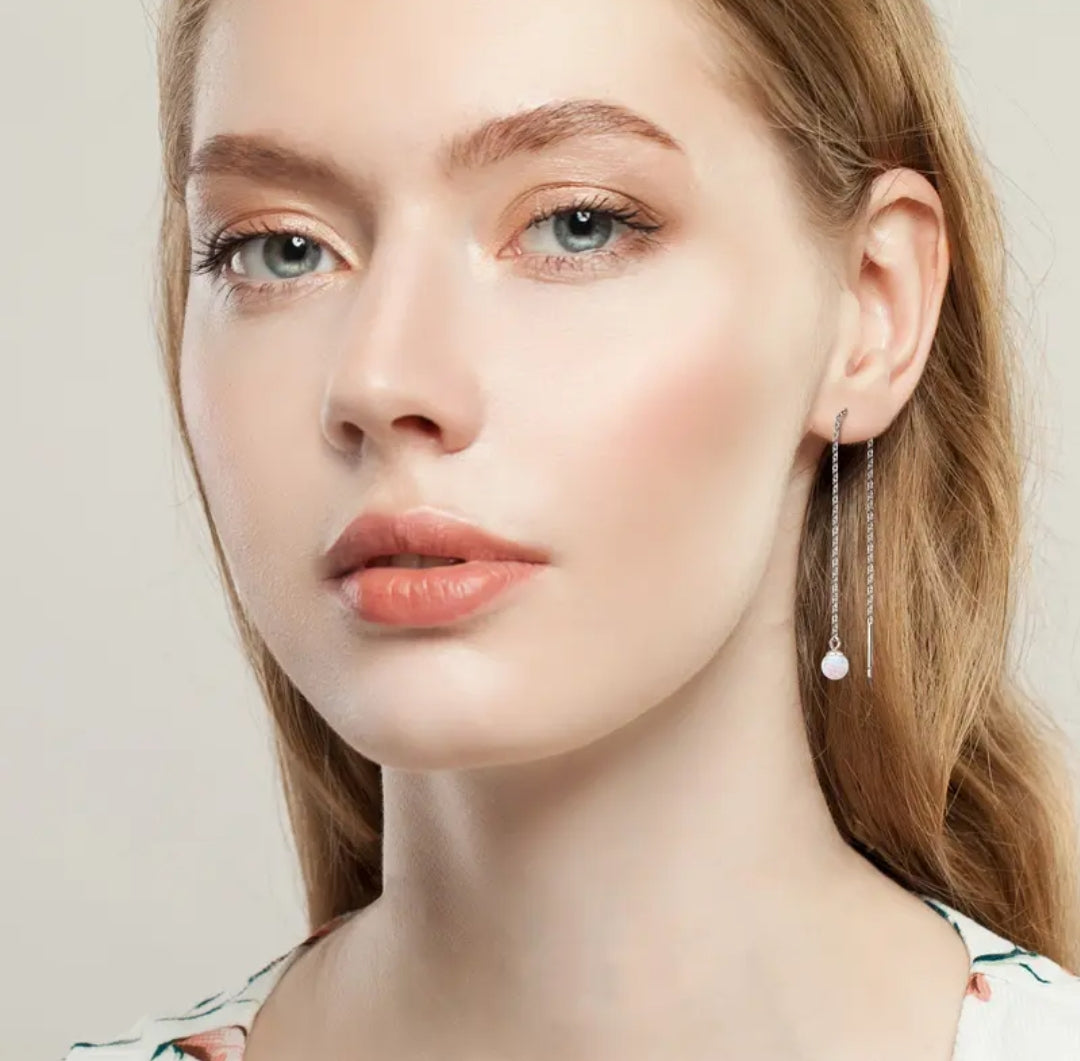 6mm unique Synthetic Opal earrings