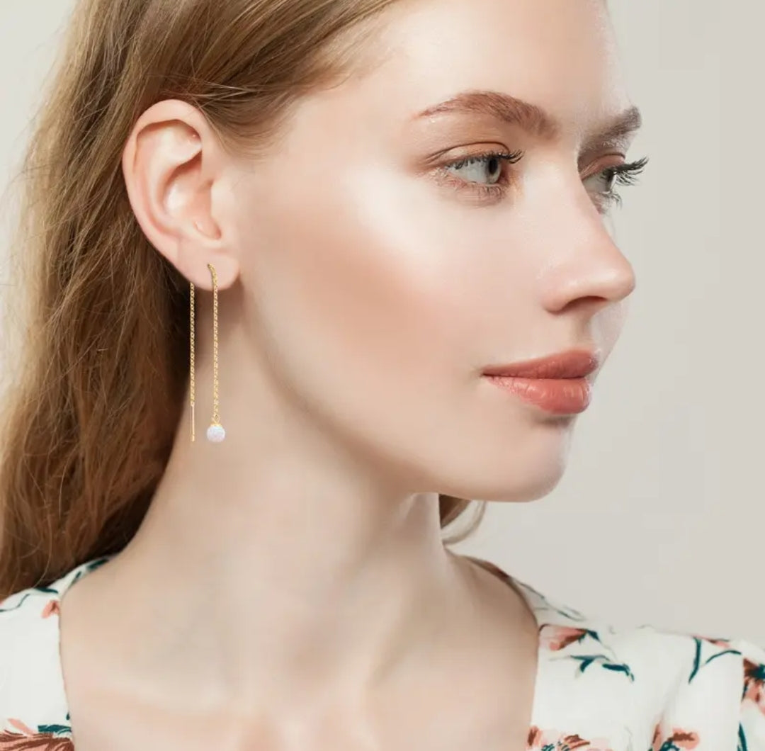6mm unique Synthetic Opal earrings
