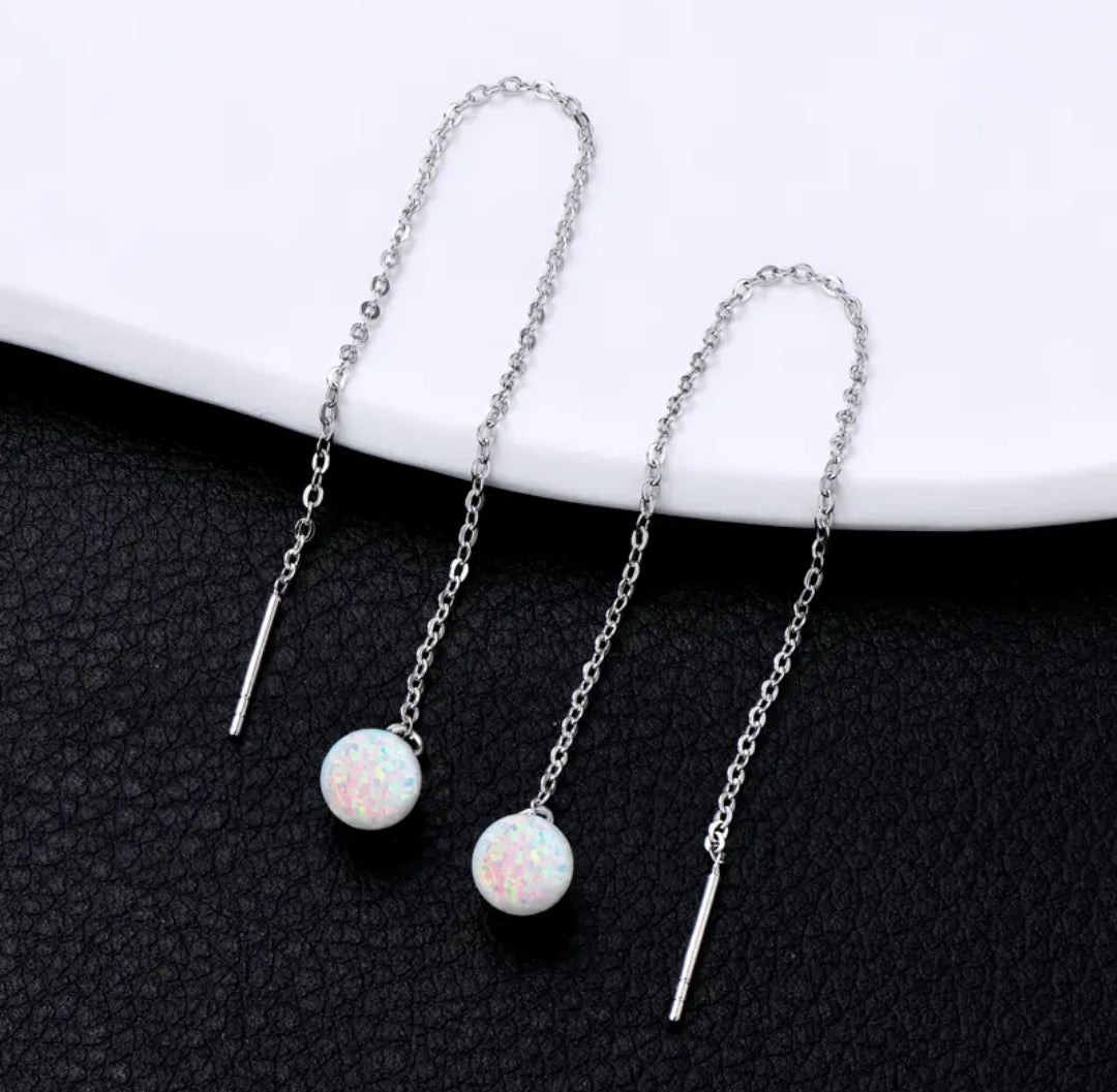 6mm unique Synthetic Opal earrings