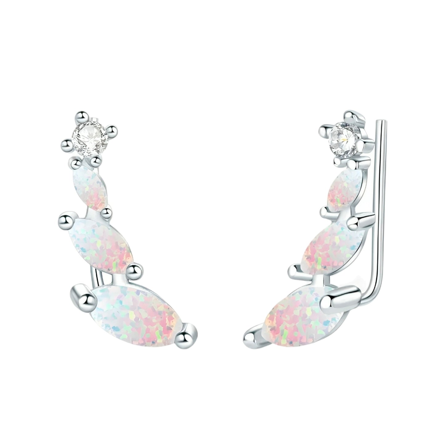 Stud climber Synthetic Opal earrings