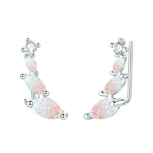 Stud climber Synthetic Opal earrings