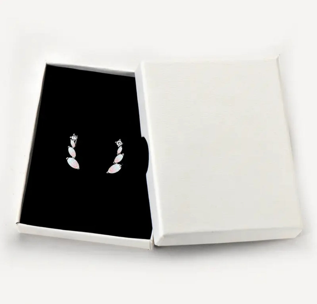 Stud climber Synthetic Opal earrings