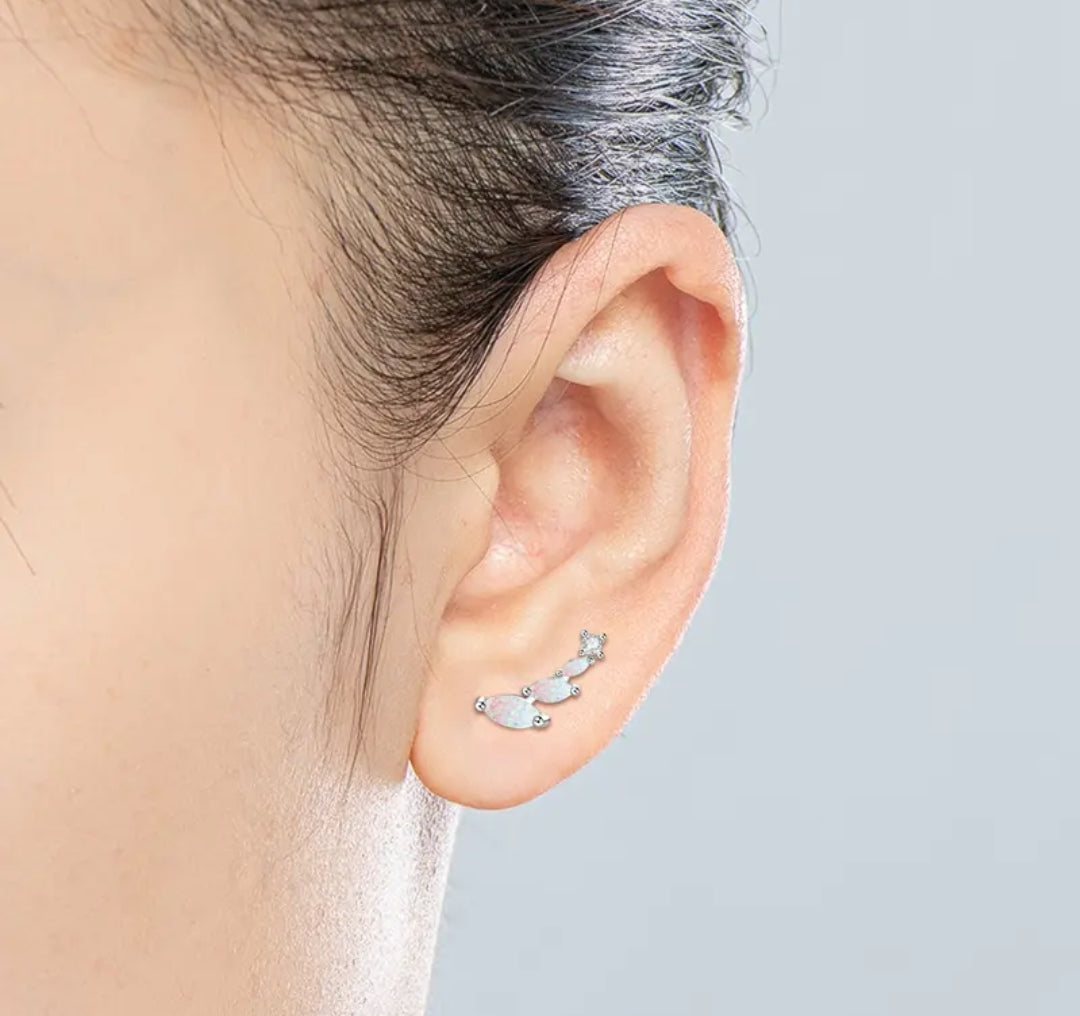 Stud climber Synthetic Opal earrings