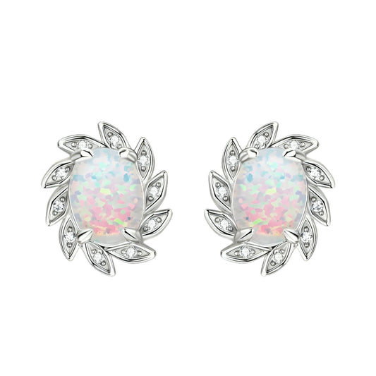 6*8mm flower shape Synthetic Opal earrings